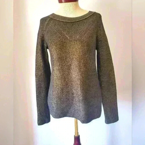 MARC CAIN gold/ black wool and  cashmere sweater. Size N2 (US 6) - Picture 2 of 14